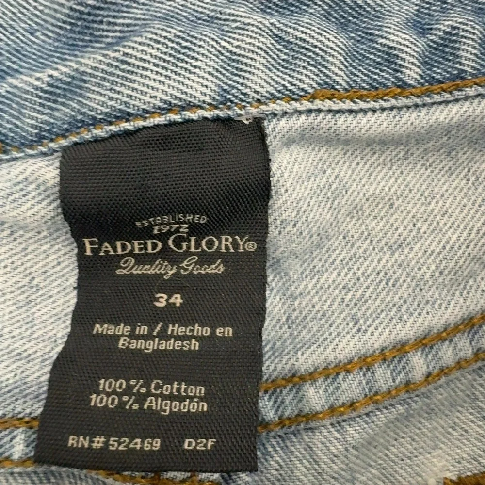 Faded Glory Denim Shorts Mens 34 Light Wash Cotton Casual Skater Grunge